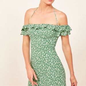 Reformation - Green and white floral reformation mini dress spring summer